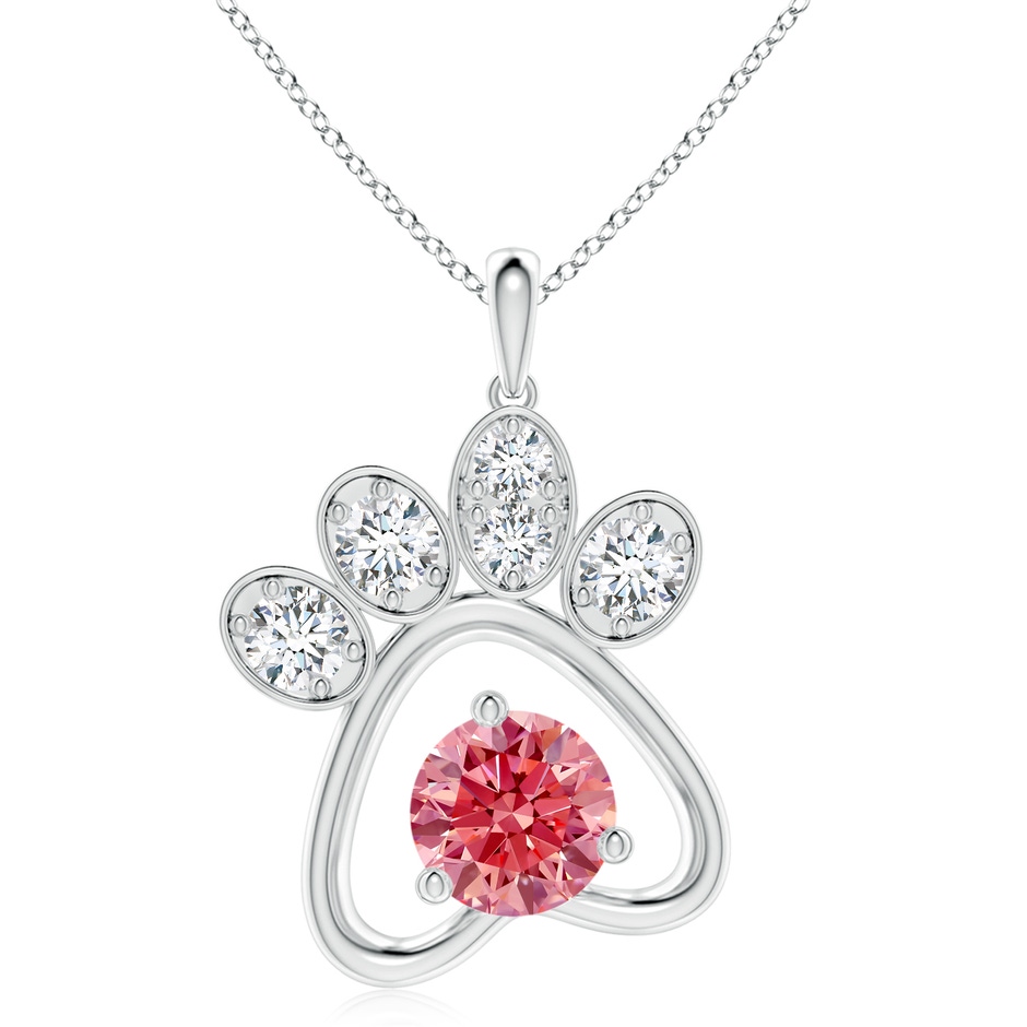 6.4mm Labgrown Lab-Grown Fancy Intense Pink Diamond Paw Print Pendant in P950 Platinum 