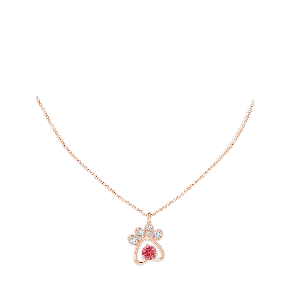 6.4mm Labgrown Lab-Grown Fancy Intense Pink Diamond Paw Print Pendant in Rose Gold pen