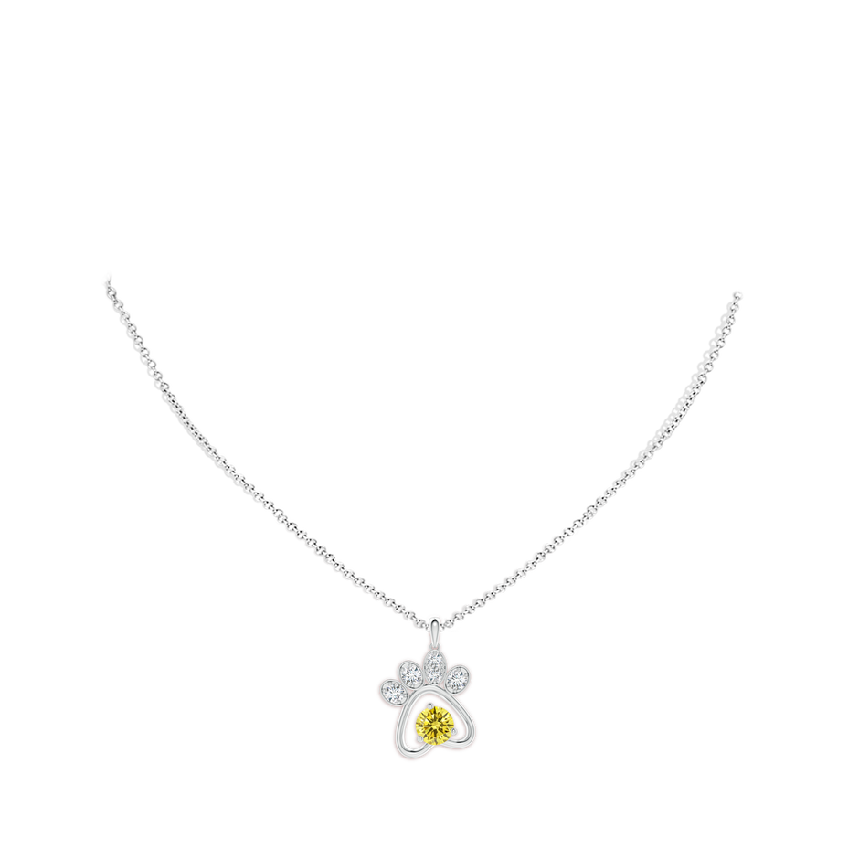 5.9mm Labgrown Lab-Grown Fancy Intense Yellow Diamond Paw Print Pendant in White Gold pen