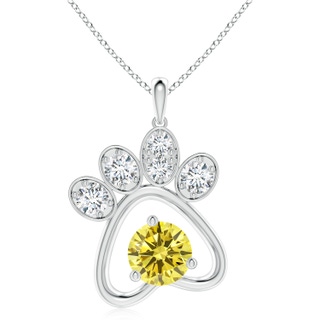 6.4mm Labgrown Lab-Grown Fancy Intense Yellow Diamond Paw Print Pendant in P950 Platinum