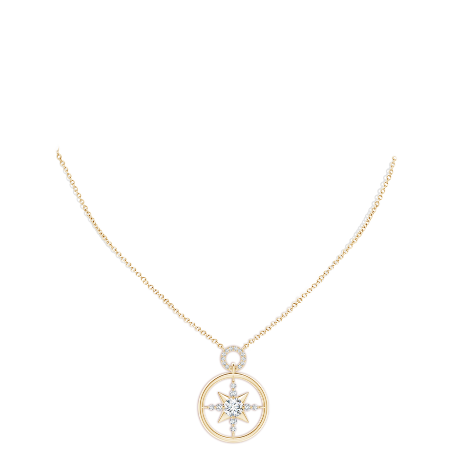 5.9mm FGVS Lab-Grown Diamond Compass Pendant in Yellow Gold pen