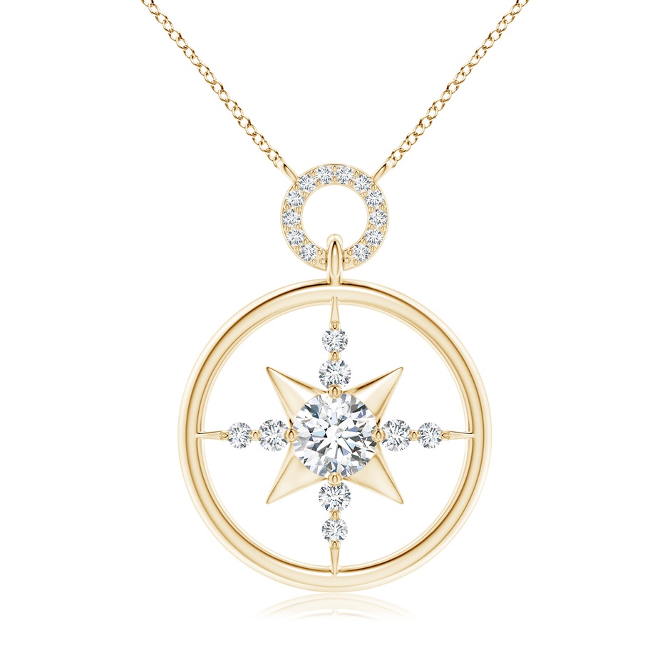 6.4mm FGVS Lab-Grown Diamond Compass Pendant in Yellow Gold 