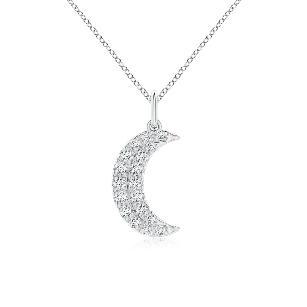 2.5mm FGVS Lab-Grown Pave-Set Diamond Crescent Moon Pendant in White Gold
