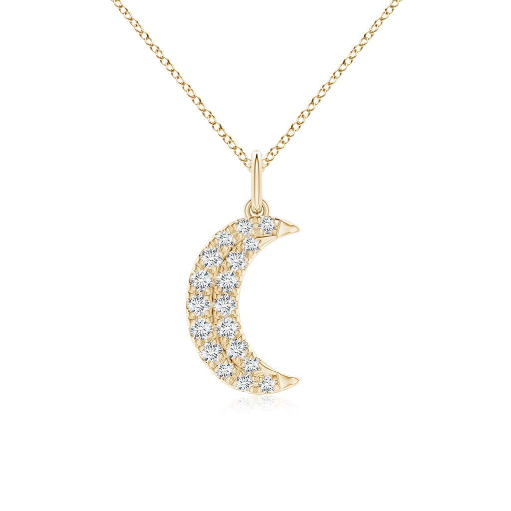 2.5mm FGVS Lab-Grown Pave-Set Diamond Crescent Moon Pendant in Yellow Gold
