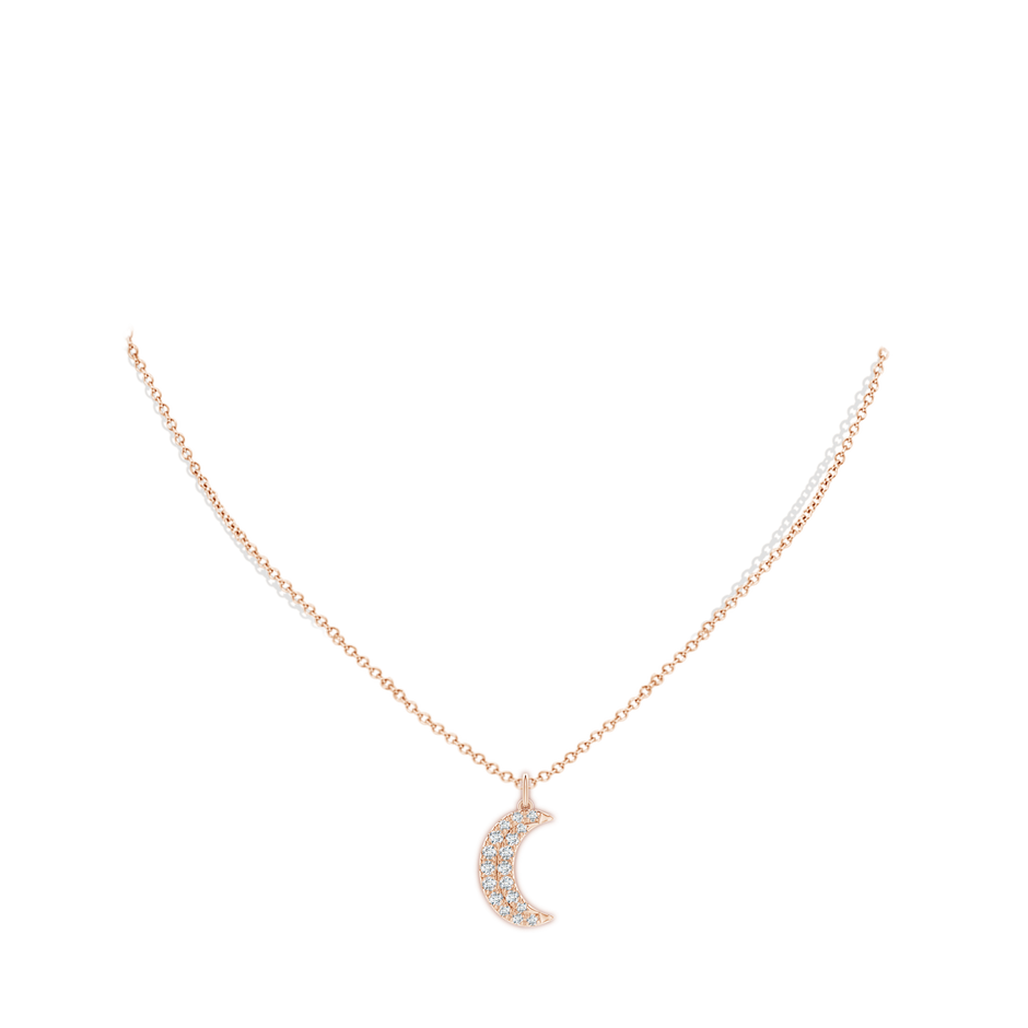 2.9mm FGVS Lab-Grown Pave-Set Diamond Crescent Moon Pendant in Rose Gold pen