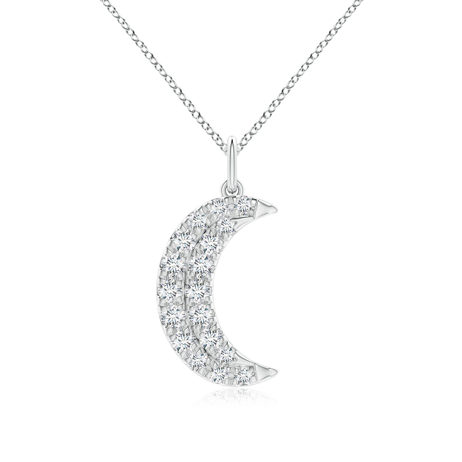 2.9mm FGVS Lab-Grown Pave-Set Diamond Crescent Moon Pendant in White Gold