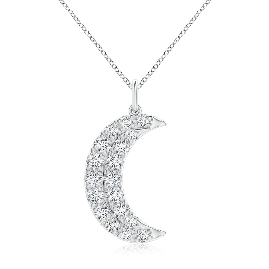 3.3mm FGVS Lab-Grown Pave-Set Diamond Crescent Moon Pendant in White Gold 