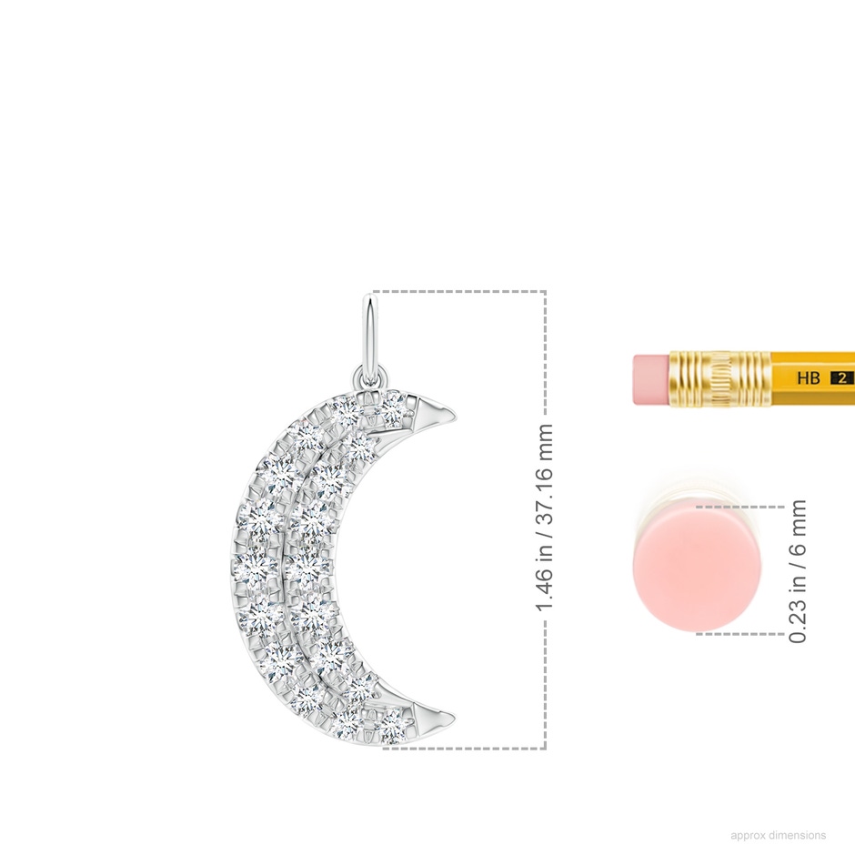 3.3mm FGVS Lab-Grown Pave-Set Diamond Crescent Moon Pendant in White Gold ruler