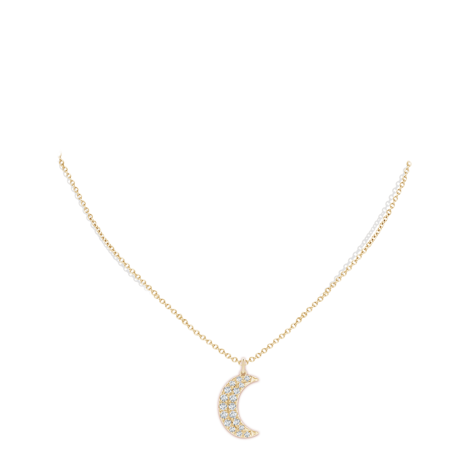 3.3mm FGVS Lab-Grown Pave-Set Diamond Crescent Moon Pendant in Yellow Gold pen