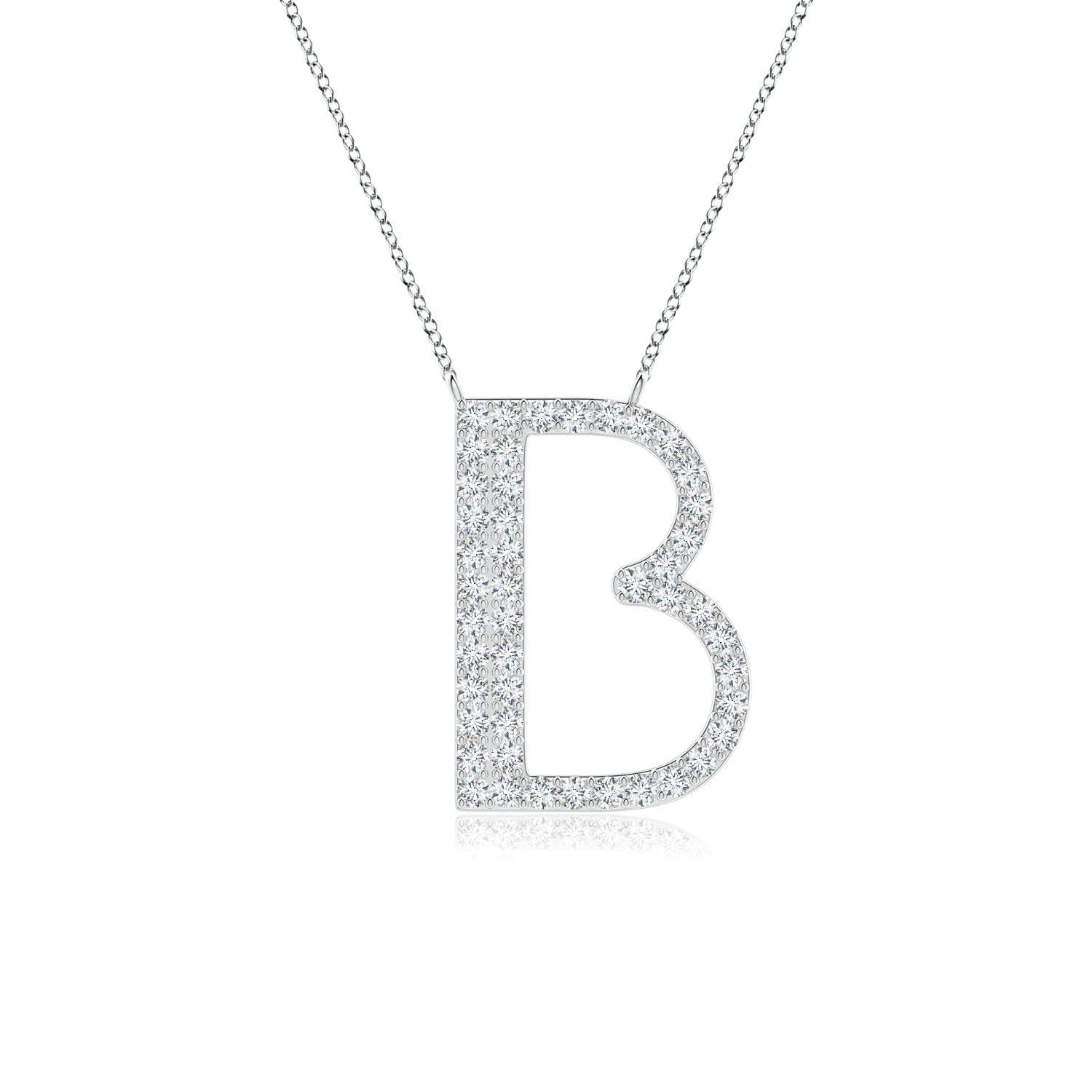 1.2mm FGVS Modern Deco Lab-Grown Diamond Capital "B" Initial Pendant in 18CT White Gold