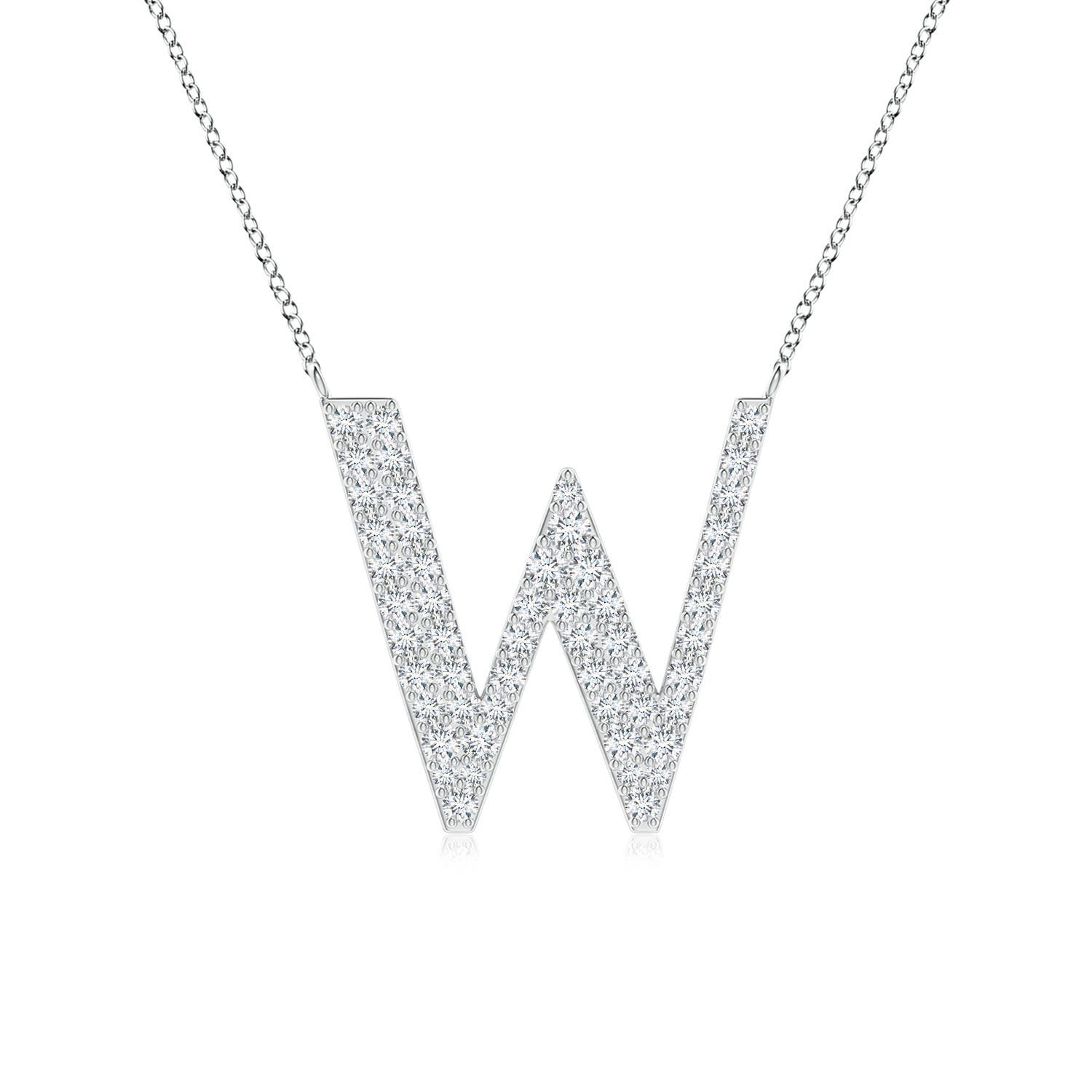 1.4mm FGVS Modern Deco Lab-Grown Diamond Capital "W" Initial Pendant in 18CT White Gold