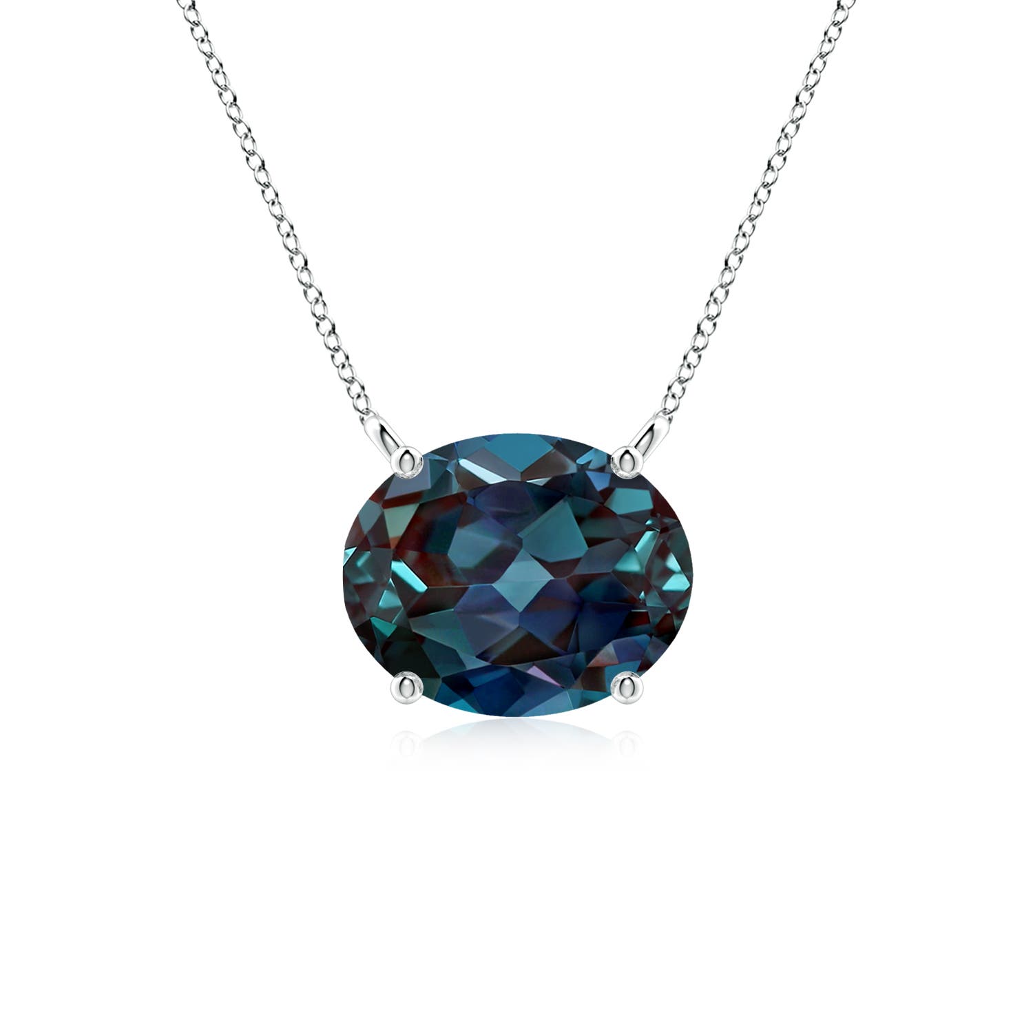 10x8mm Labgrown East-West Oval Lab-Grown Alexandrite Solitaire Pendant in White Gold - main