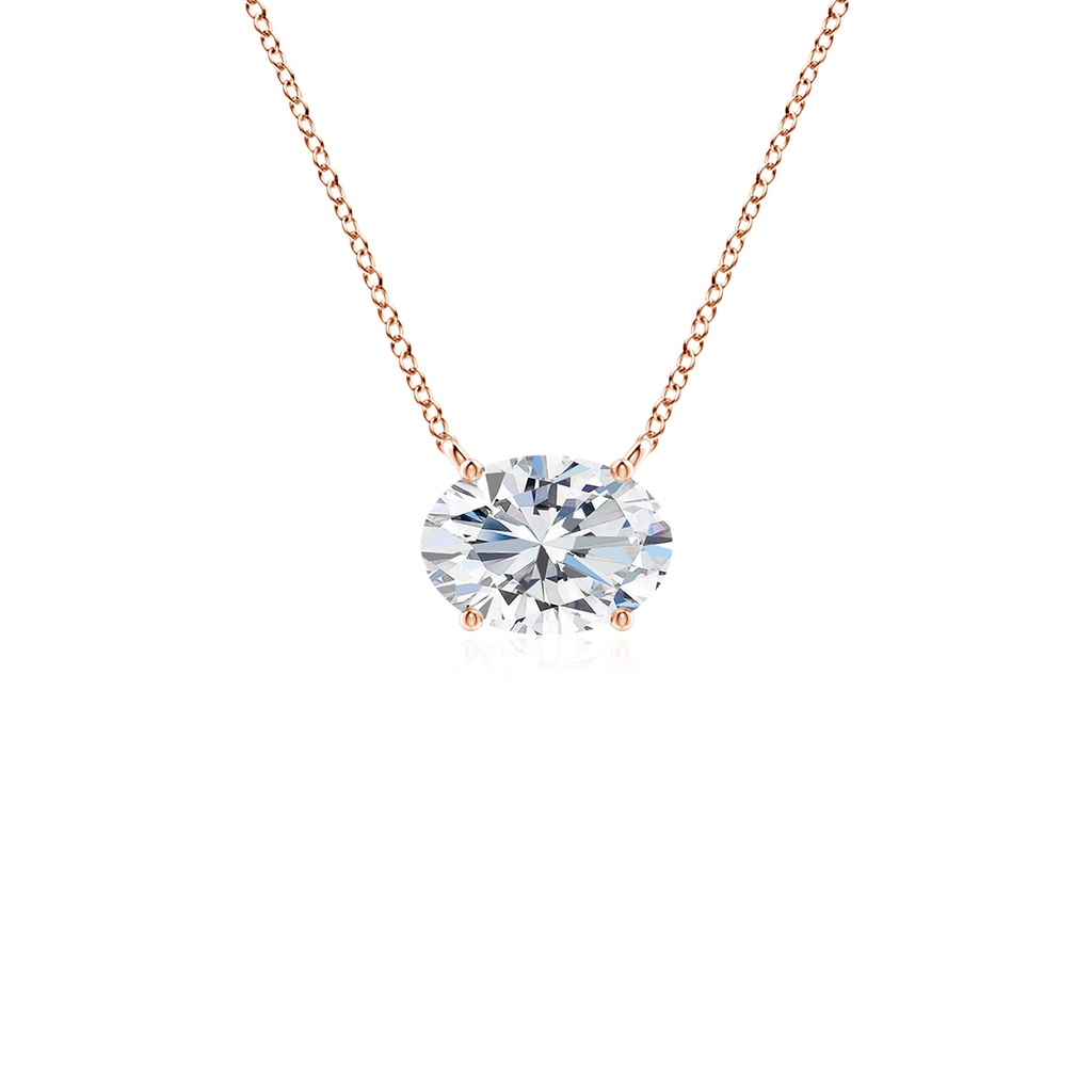 7x5mm FGVS Lab-Grown East-West Oval Diamond Solitaire Pendant in Rose Gold