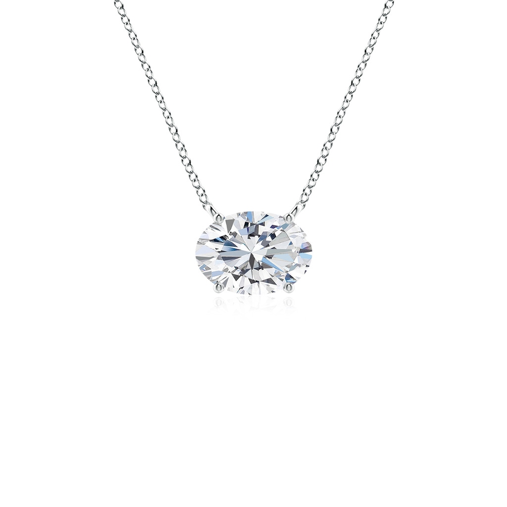 7x5mm FGVS Lab-Grown East-West Oval Diamond Solitaire Pendant in White Gold 