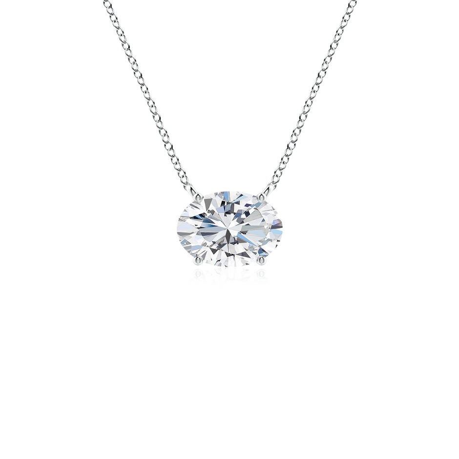 7x5mm FGVS Lab-Grown East-West Oval Diamond Solitaire Pendant in White Gold 