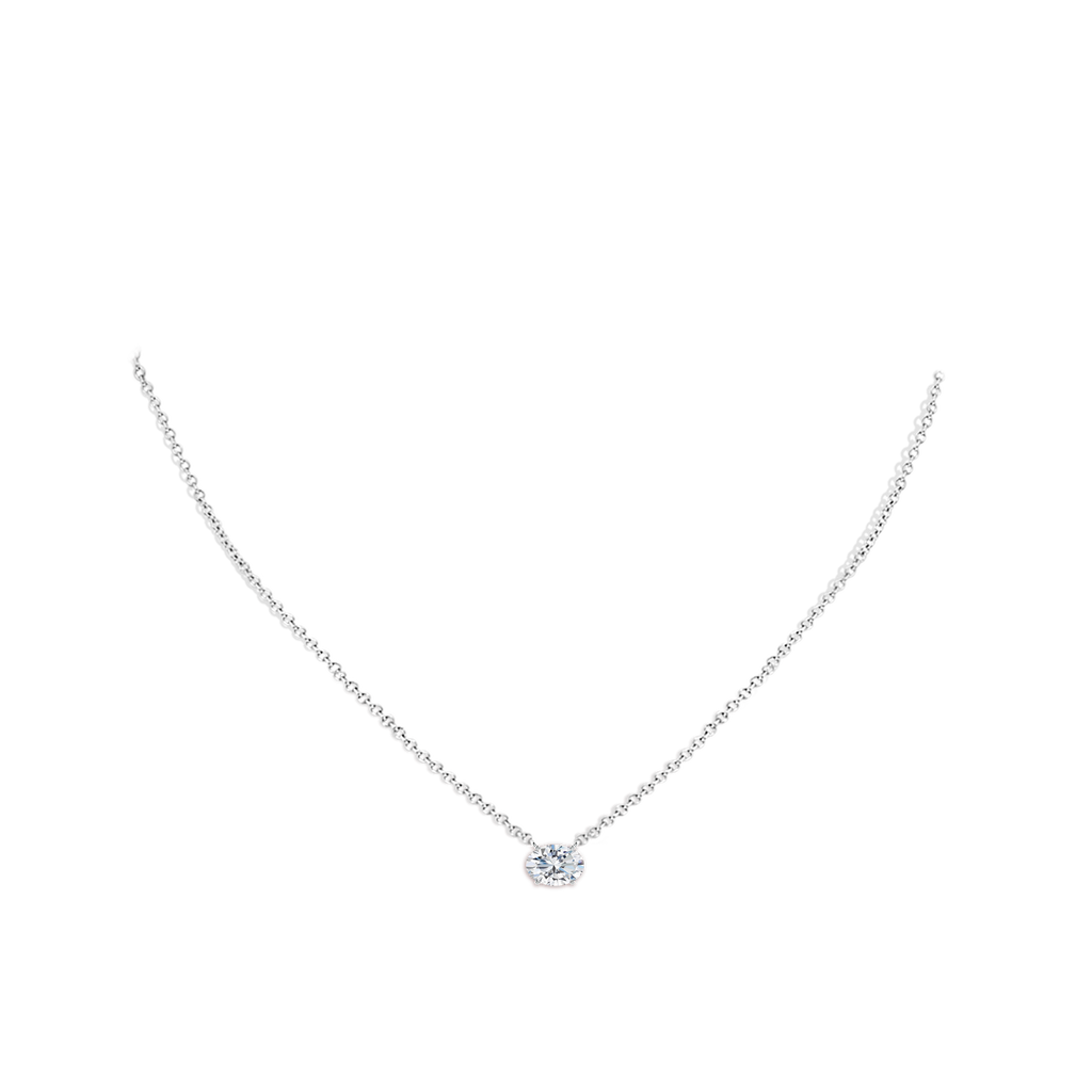 7x5mm FGVS Lab-Grown East-West Oval Diamond Solitaire Pendant in White Gold pen