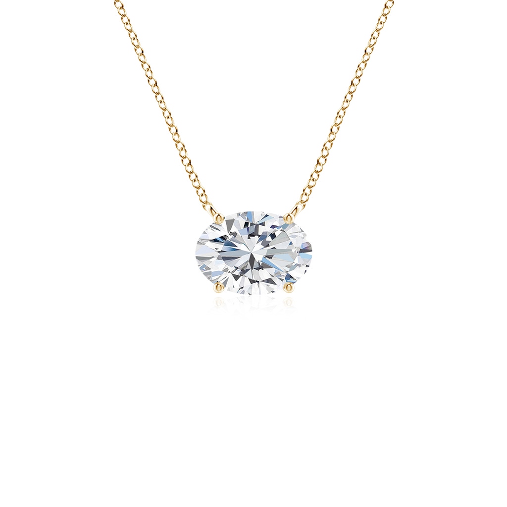 7x5mm FGVS Lab-Grown East-West Oval Diamond Solitaire Pendant in Yellow Gold