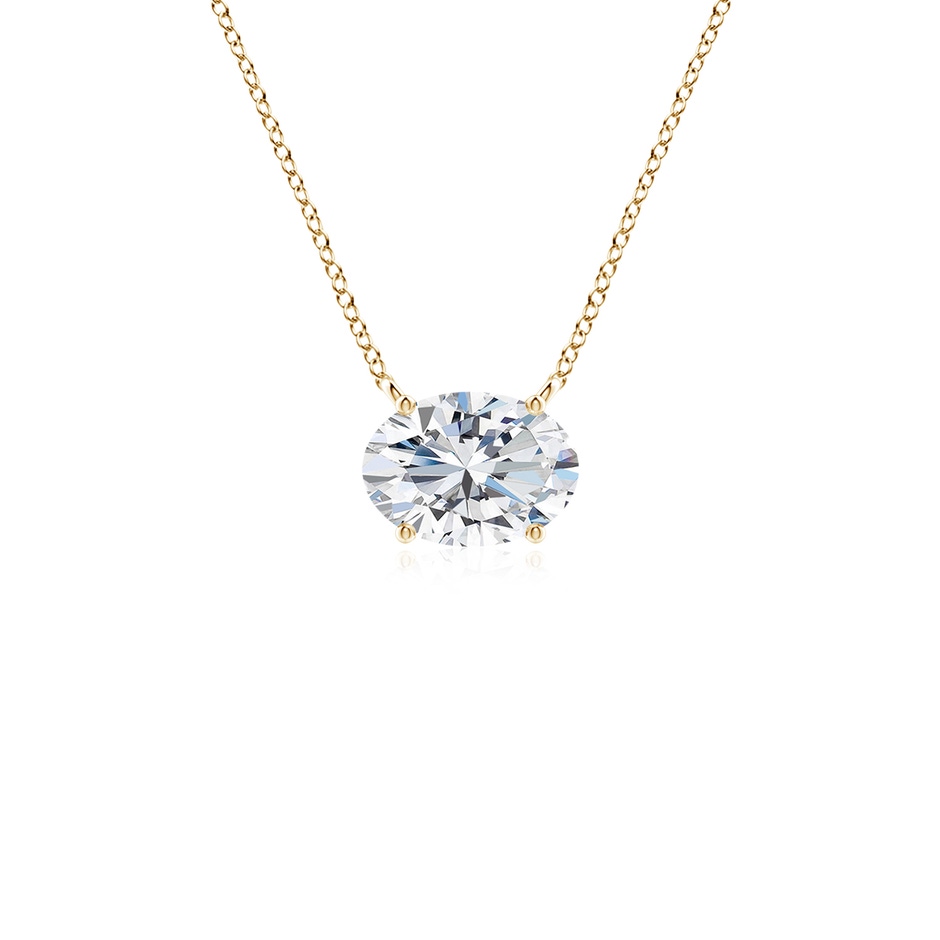 7x5mm FGVS Lab-Grown East-West Oval Diamond Solitaire Pendant in Yellow Gold 