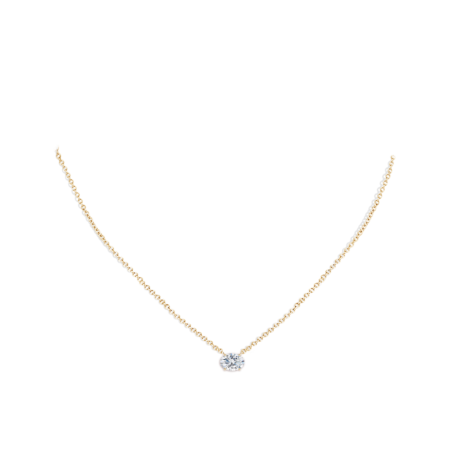 7x5mm FGVS Lab-Grown East-West Oval Diamond Solitaire Pendant in Yellow Gold pen