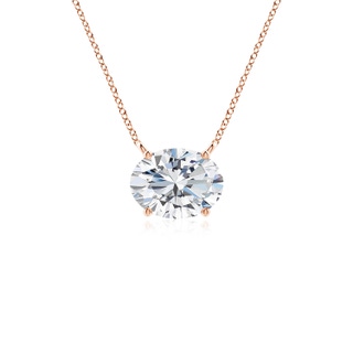 8x6mm FGVS Lab-Grown East-West Oval Diamond Solitaire Pendant in 9K Rose Gold