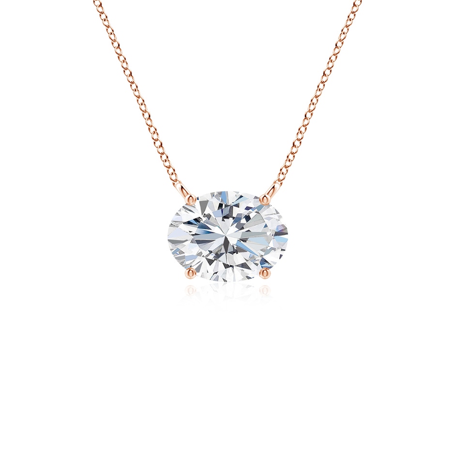 8x6mm FGVS Lab-Grown East-West Oval Diamond Solitaire Pendant in Rose Gold 