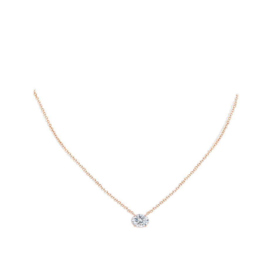 8x6mm FGVS Lab-Grown East-West Oval Diamond Solitaire Pendant in Rose Gold pen