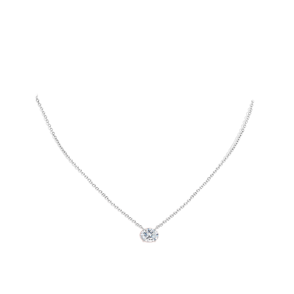 8x6mm FGVS Lab-Grown East-West Oval Diamond Solitaire Pendant in S999 Silver pen