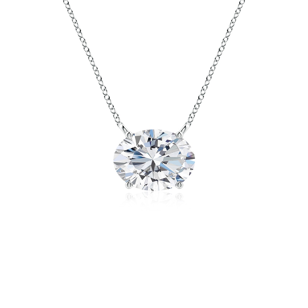 8x6mm FGVS Lab-Grown East-West Oval Diamond Solitaire Pendant in White Gold