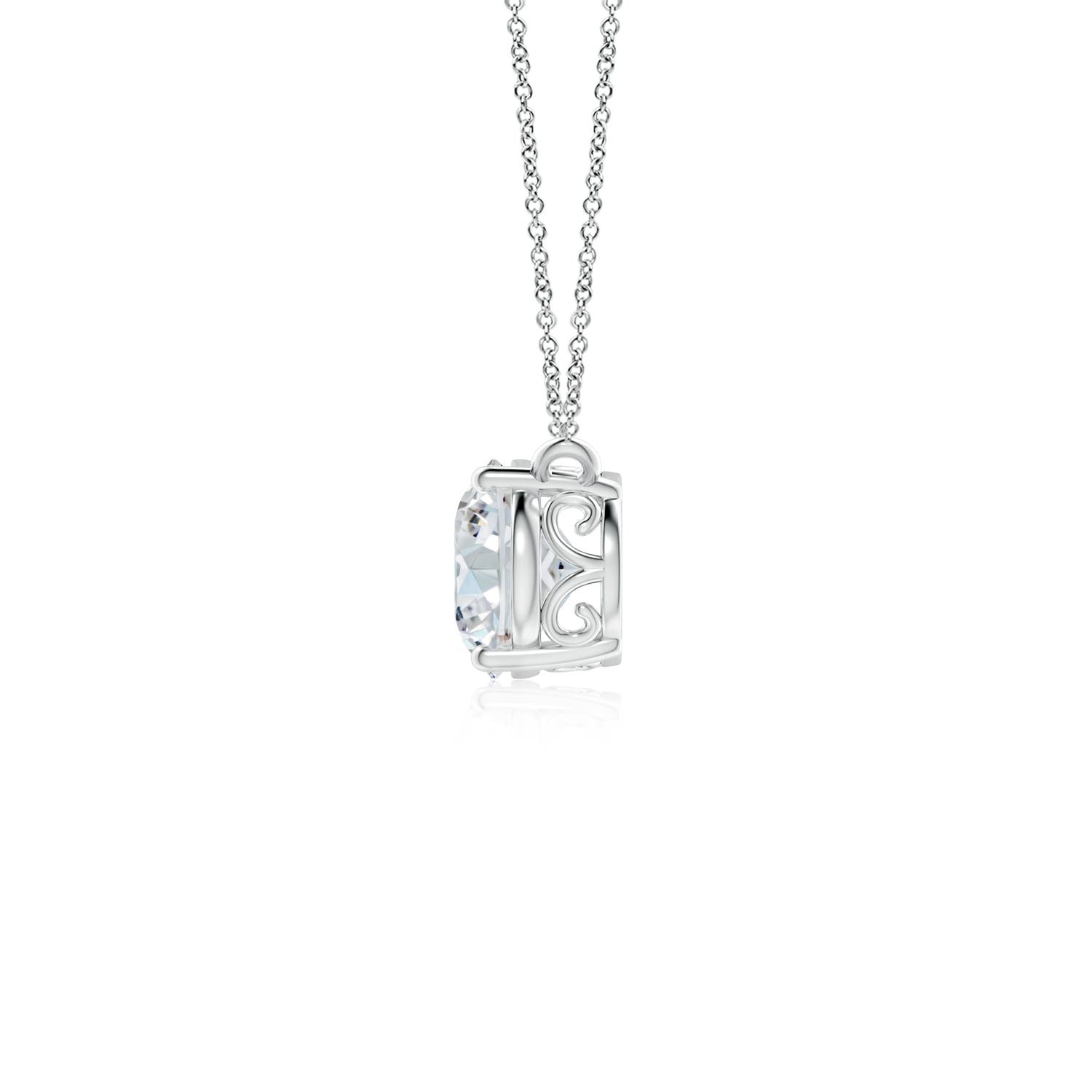 8x6mm FGVS Lab-Grown East-West Oval Diamond Solitaire Pendant in White Gold - side 3