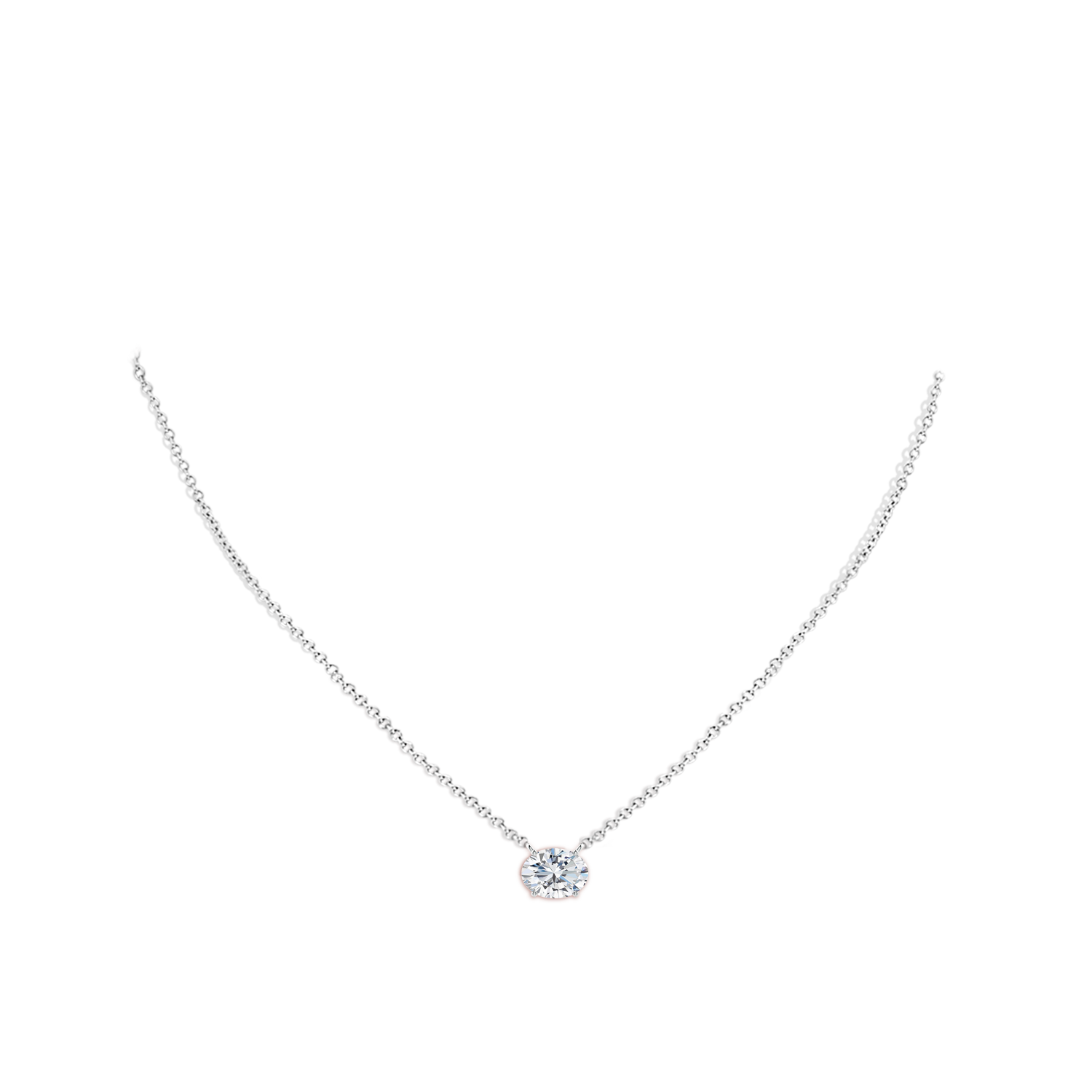 8x6mm FGVS Lab-Grown East-West Oval Diamond Solitaire Pendant in White Gold - body_neck