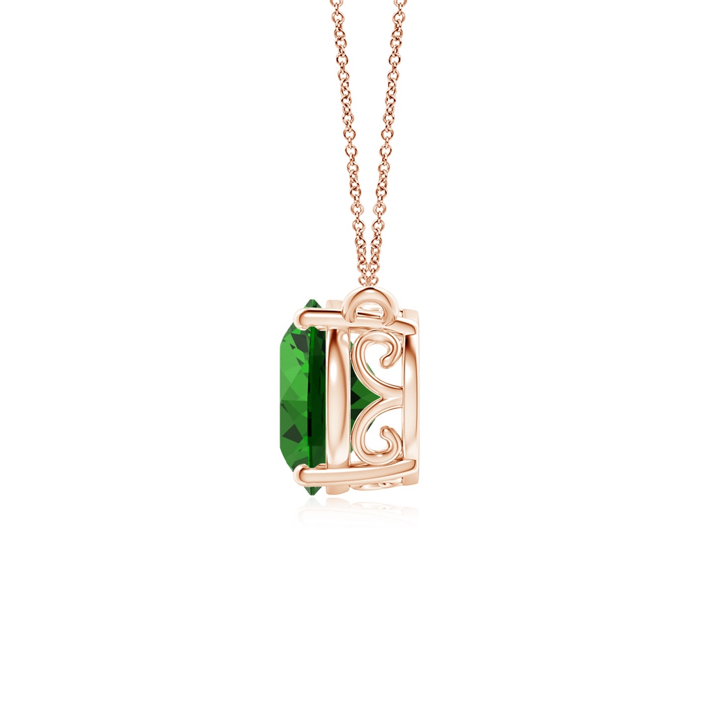 10x8mm Labgrown Lab-Grown East-West Oval Emerald Solitaire Pendant in Rose Gold - side 199