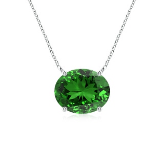 10x8mm Labgrown Lab-Grown East-West Oval Emerald Solitaire Pendant in S999 Silver