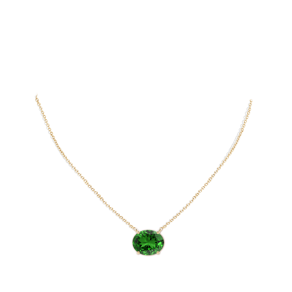10x8mm Labgrown Lab-Grown East-West Oval Emerald Solitaire Pendant in Yellow Gold pen