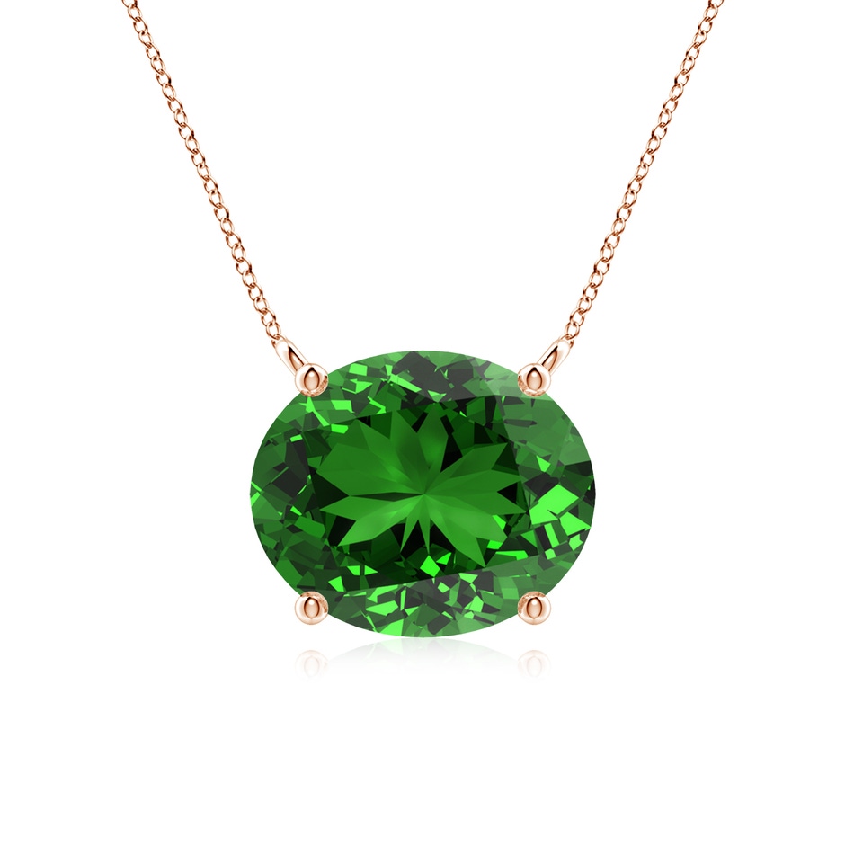 12x10mm Labgrown Lab-Grown East-West Oval Emerald Solitaire Pendant in Rose Gold 