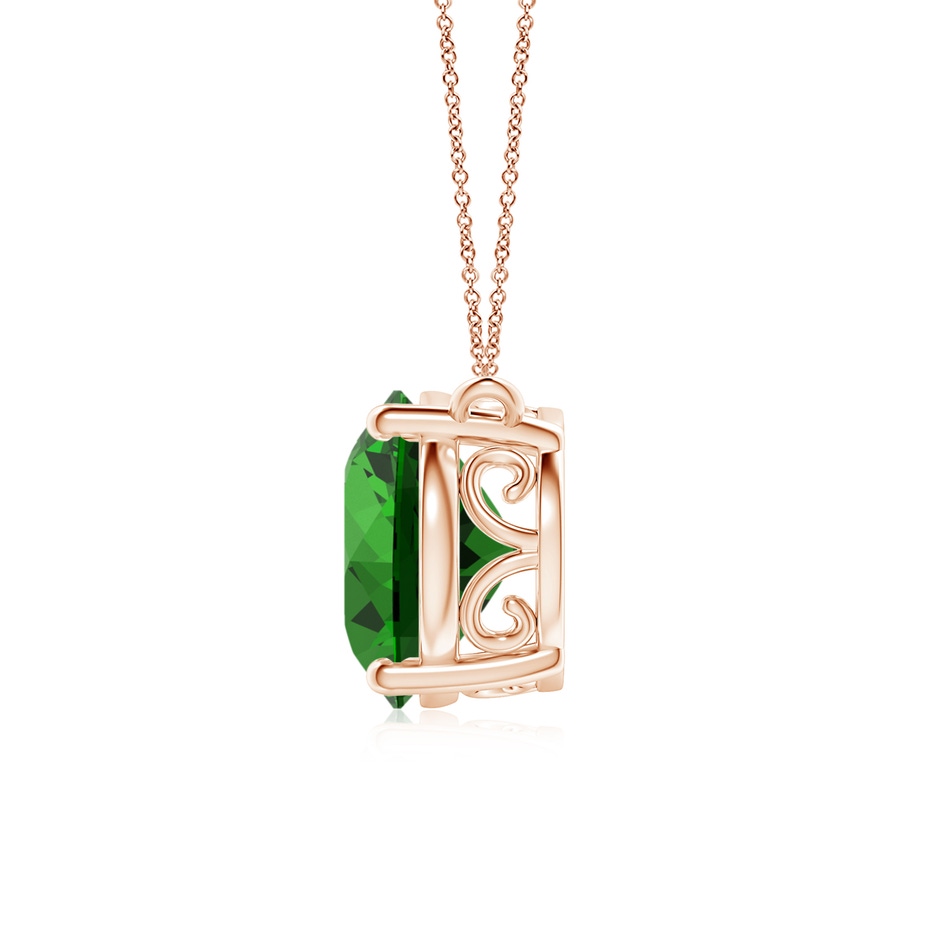 12x10mm Labgrown Lab-Grown East-West Oval Emerald Solitaire Pendant in Rose Gold side 199