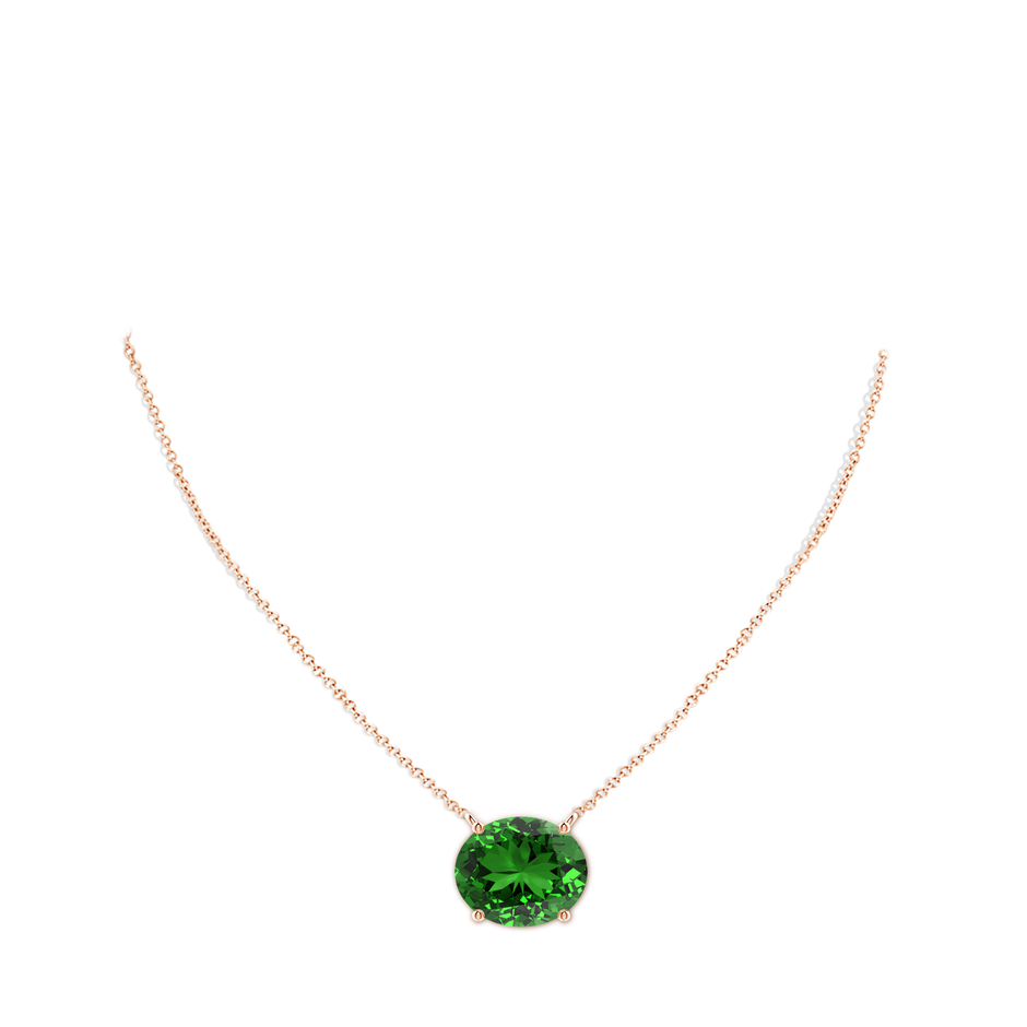 12x10mm Labgrown Lab-Grown East-West Oval Emerald Solitaire Pendant in Rose Gold pen