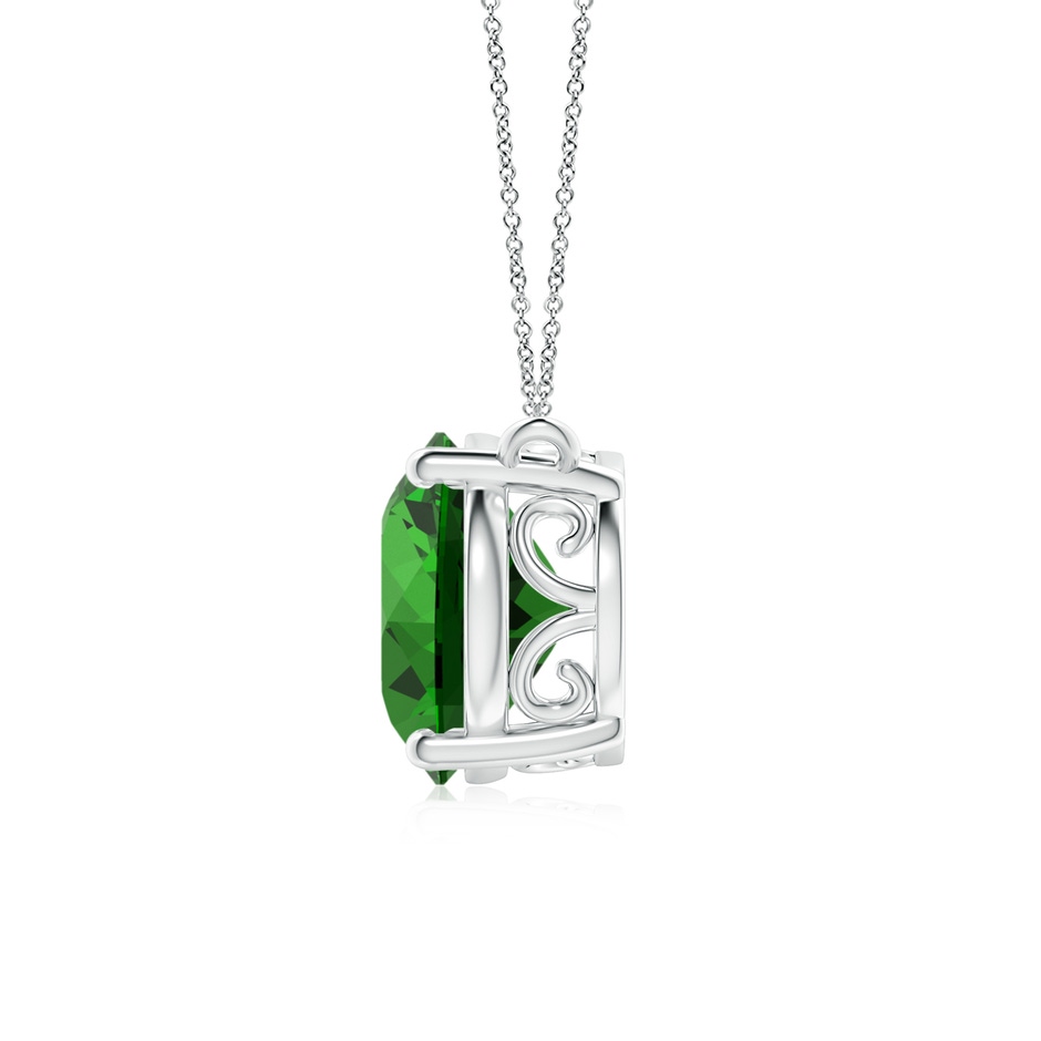 12x10mm Labgrown Lab-Grown East-West Oval Emerald Solitaire Pendant in S999 Silver side 199