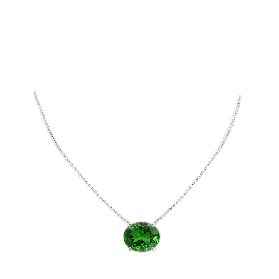 12x10mm Labgrown Lab-Grown East-West Oval Emerald Solitaire Pendant in S999 Silver pen