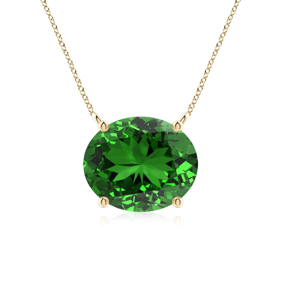 12x10mm Labgrown Lab-Grown East-West Oval Emerald Solitaire Pendant in Yellow Gold 