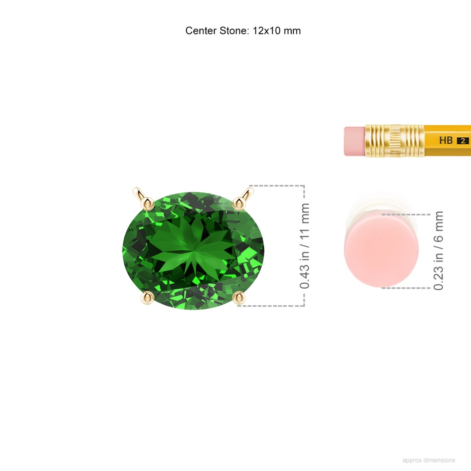12x10mm Labgrown Lab-Grown East-West Oval Emerald Solitaire Pendant in Yellow Gold ruler