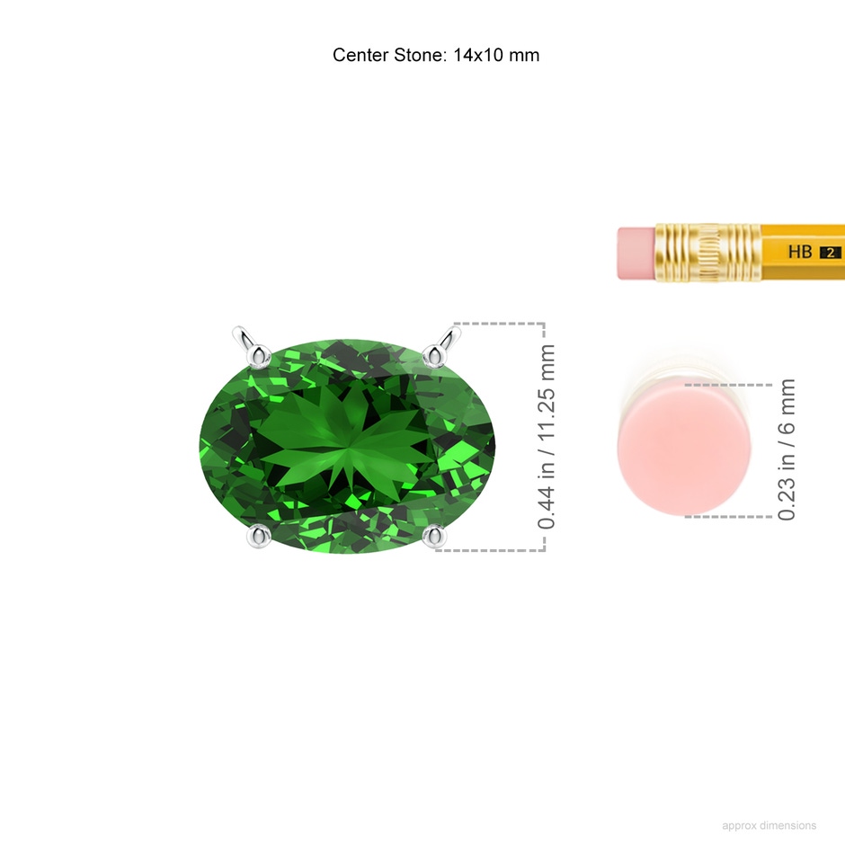 14x10mm Labgrown Lab-Grown East-West Oval Emerald Solitaire Pendant in White Gold ruler