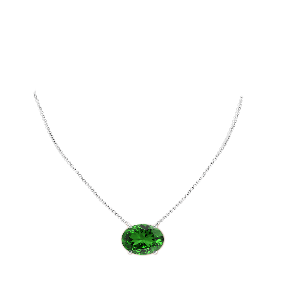 14x10mm Labgrown Lab-Grown East-West Oval Emerald Solitaire Pendant in White Gold pen