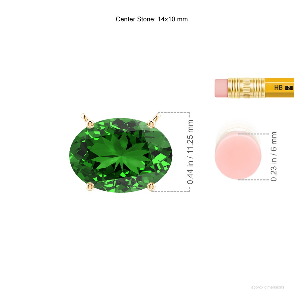 14x10mm Labgrown Lab-Grown East-West Oval Emerald Solitaire Pendant in Yellow Gold ruler