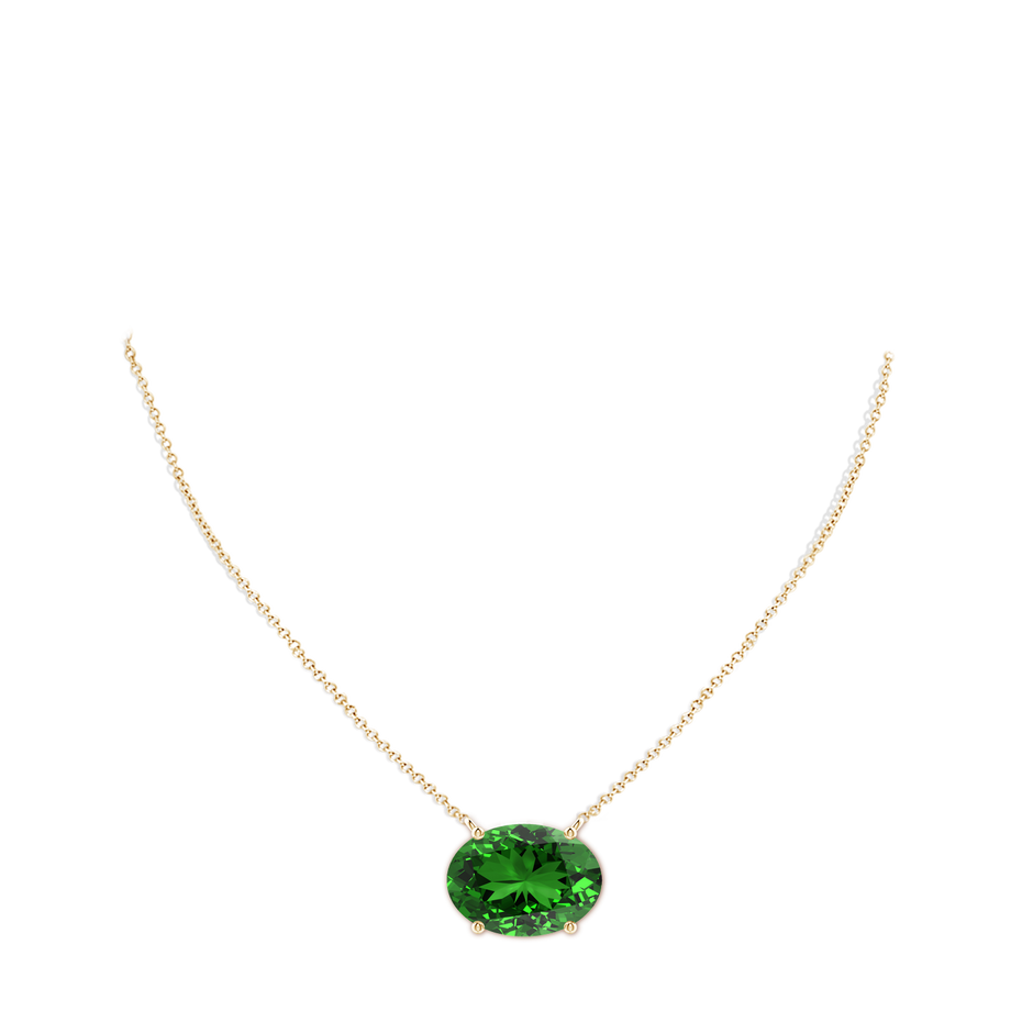 14x10mm Labgrown Lab-Grown East-West Oval Emerald Solitaire Pendant in Yellow Gold pen