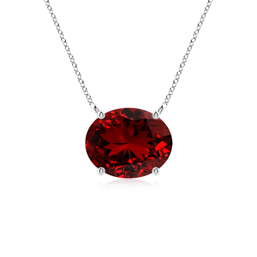 10x8mm Labgrown Lab-Grown East-West Oval Ruby Solitaire Pendant in P950 Platinum