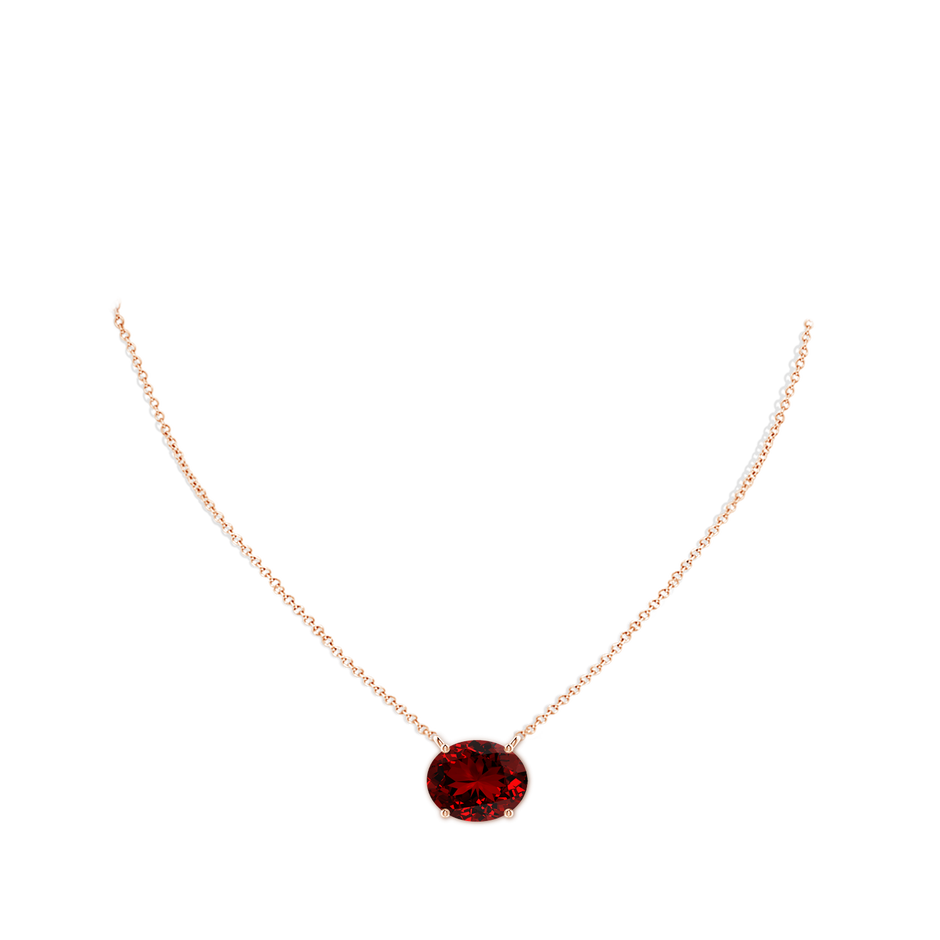 10x8mm Labgrown Lab-Grown East-West Oval Ruby Solitaire Pendant in Rose Gold pen