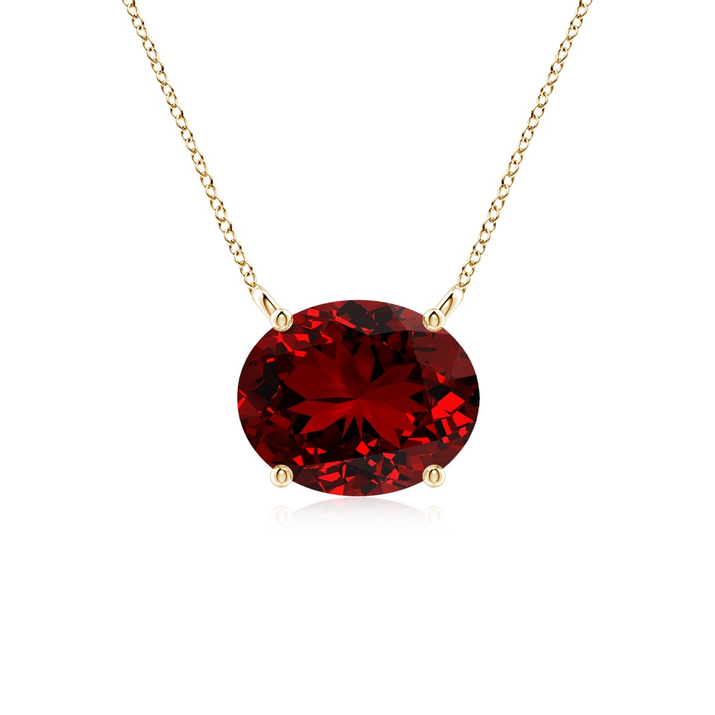 10x8mm Labgrown Lab-Grown East-West Oval Ruby Solitaire Pendant in Yellow Gold 