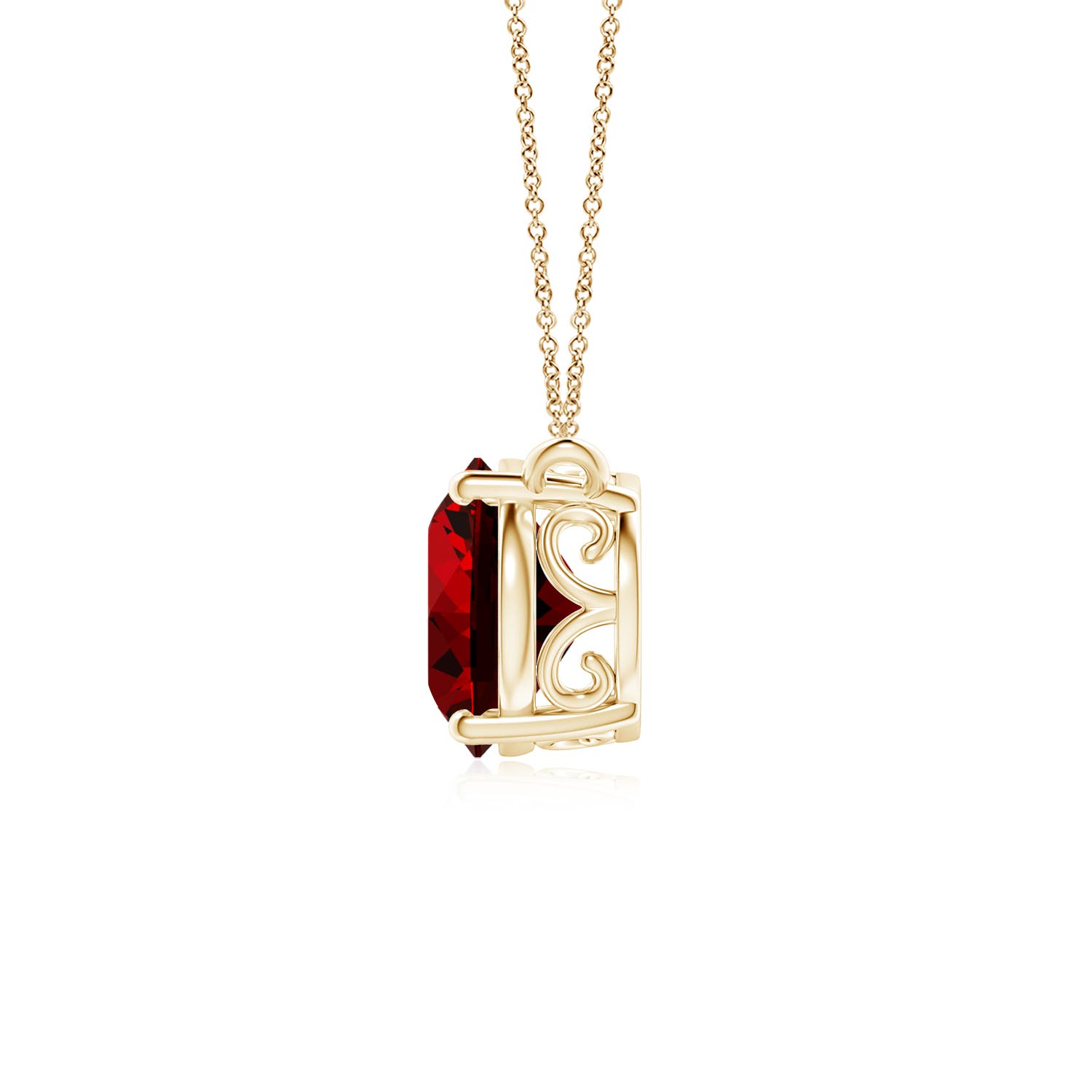 10x8mm Labgrown Lab-Grown East-West Oval Ruby Solitaire Pendant in Yellow Gold