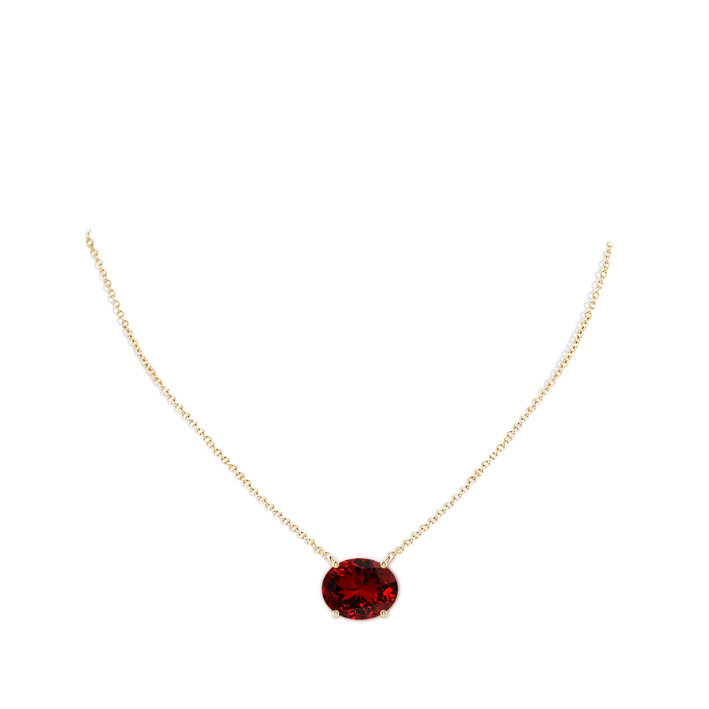 10x8mm Labgrown Lab-Grown East-West Oval Ruby Solitaire Pendant in Yellow Gold pen