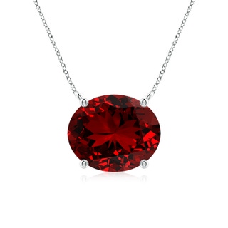 12x10mm Labgrown Lab-Grown East-West Oval Ruby Solitaire Pendant in P950 Platinum